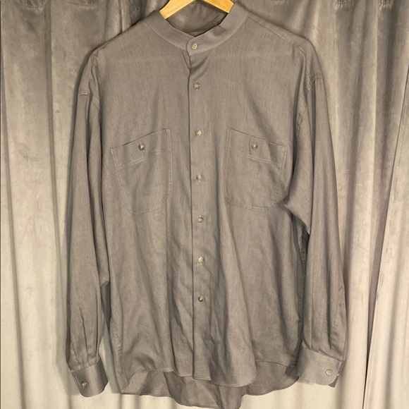 Yves Saint Laurent Vintage Gray Button-Up Shirt - Picture 1 of 4